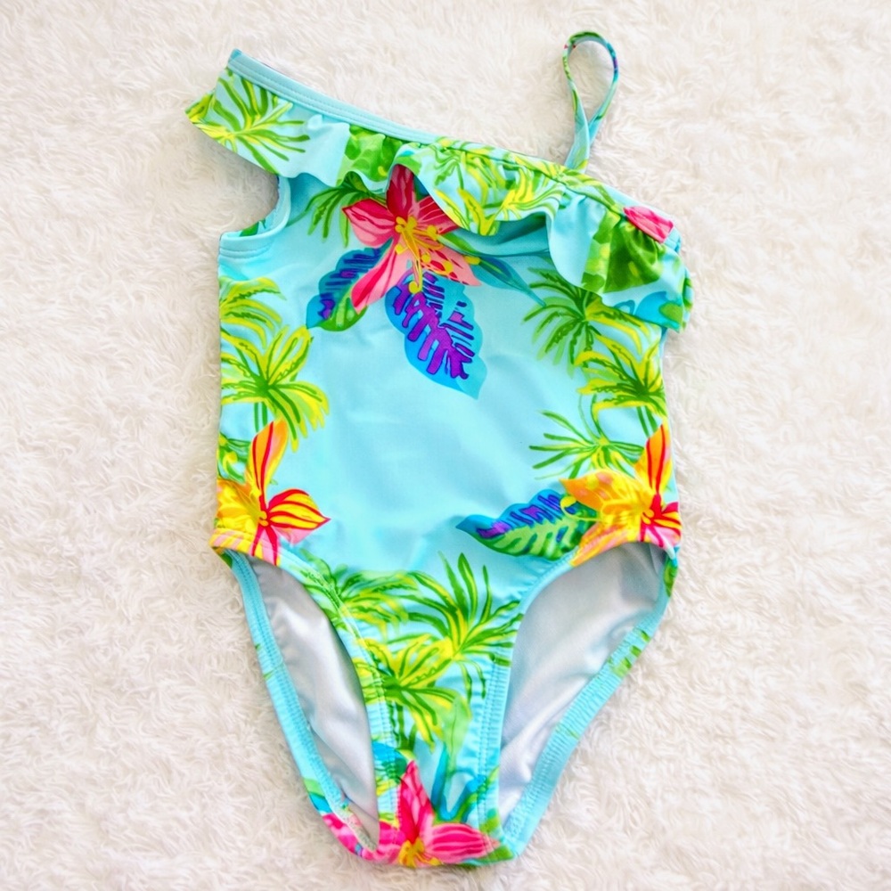 NEW The Children’s Place Tropical One Shoulder Swimsuit 18-24M